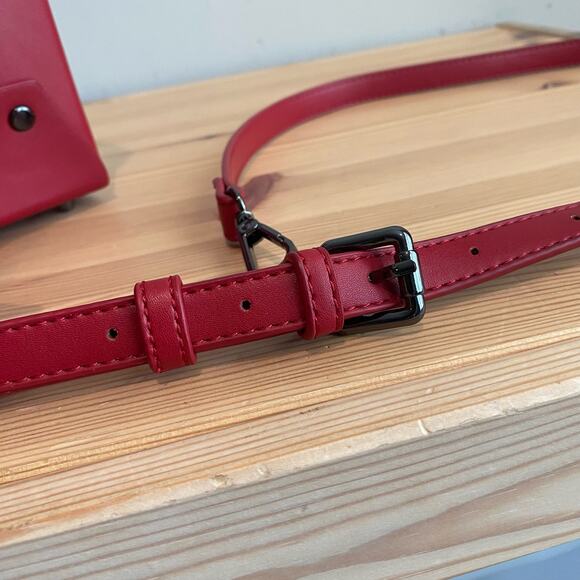 Like Dreams Agatha Mini Vegan Leather Structured Satchel Bag Red - Picture 11 of 16